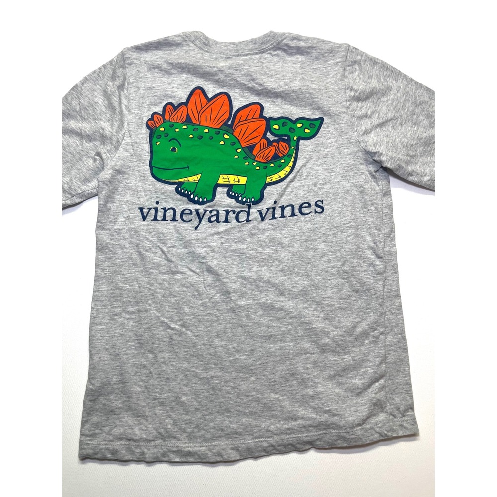 Vineyard Vines Boys Gray Stegosaurus Whale Pocket T-Shirt Size Small 8-10 0457